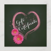 Roze hartbloemen Valentijnsdag cadeaubon (Voorkant)