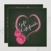 Roze hartbloemen Valentijnsdag cadeaubon (Voorkant / Achterkant)