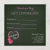 Roze hartbloemen Valentijnsdag cadeaubon (Achterkant)