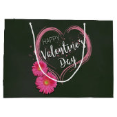 Roze hartbloemen Valentijnsdag Grote Gift Bag Large Cadeautasje (Achterkant)