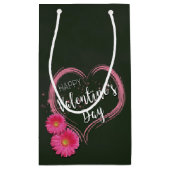 Roze hartbloemen Valentijnsdag Small Gift Bag Klein Cadeauzakje (Achterkant)