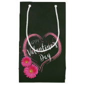 Roze hartbloemen Valentijnsdag Small Gift Bag Klein Cadeauzakje (Voorkant)