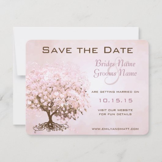 Roze Hartboom Trouw Save the Date (Voorkant)