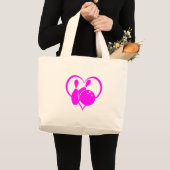 Roze hartbowling grote tote bag (Voorkant (product))