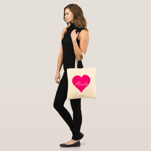 Roze hartbride tote bag (Voorkant (model))