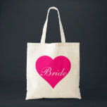 Roze hartbride tote bag<br><div class="desc">Deze gepersonaliseerde naam monogram schattige  canvas tas is het beste cadeauidee voor bruid en bruidsmeisje op bruiloften.</div>