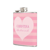 Roze hartbridesmaïde elegant op maat heupfles (Links)