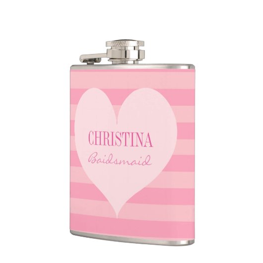 Roze hartbridesmaïde elegant op maat heupfles (Links)