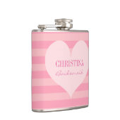 Roze hartbridesmaïde elegant op maat heupfles (Rechts)