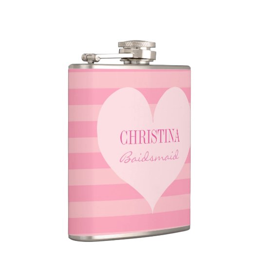 Roze hartbridesmaïde elegant op maat heupfles (Rechts)