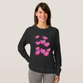 Roze hartcluster Valentijn T-shirt (Voorkant volledig)