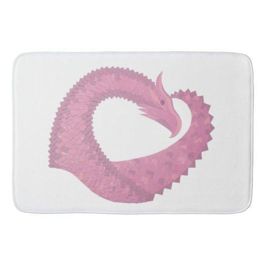 Roze hartdraak op wit badmat (Voorkant)