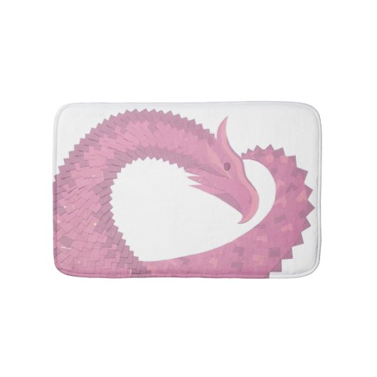 Roze hartdraak op wit badmat (Voorkant)