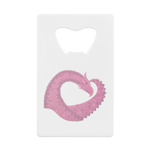 Roze hartdraak op wit creditkaart flessenopener (Voorkant)