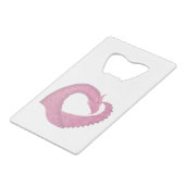 Roze hartdraak op wit creditkaart flessenopener (Voorkant Gekanteld)