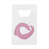Roze hartdraak op wit creditkaart flessenopener (Achterkant)