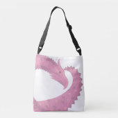 Roze hartdraak op wit crossbody tas (Achterkant)