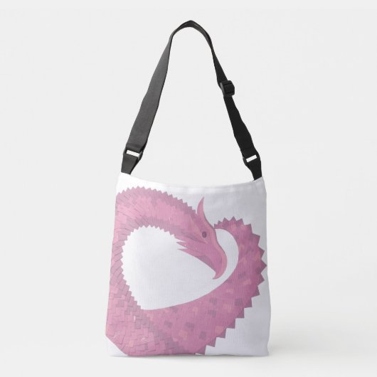 Roze hartdraak op wit crossbody tas (Voorkant)