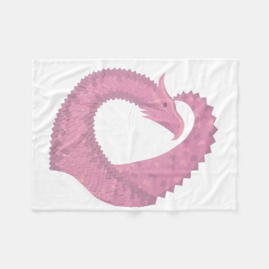 Roze hartdraak op wit fleece deken (Voorkant (Horizontaal))
