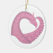 Roze hartdraak op wit keramisch ornament (Links)