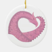 Roze hartdraak op wit keramisch ornament (Achterkant)