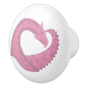 Roze hartdraak op wit keramische knop (Rechts)