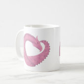 Roze hartdraak op wit koffiemok (Voorkant links)