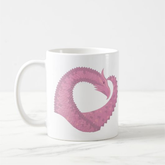 Roze hartdraak op wit koffiemok (Links)