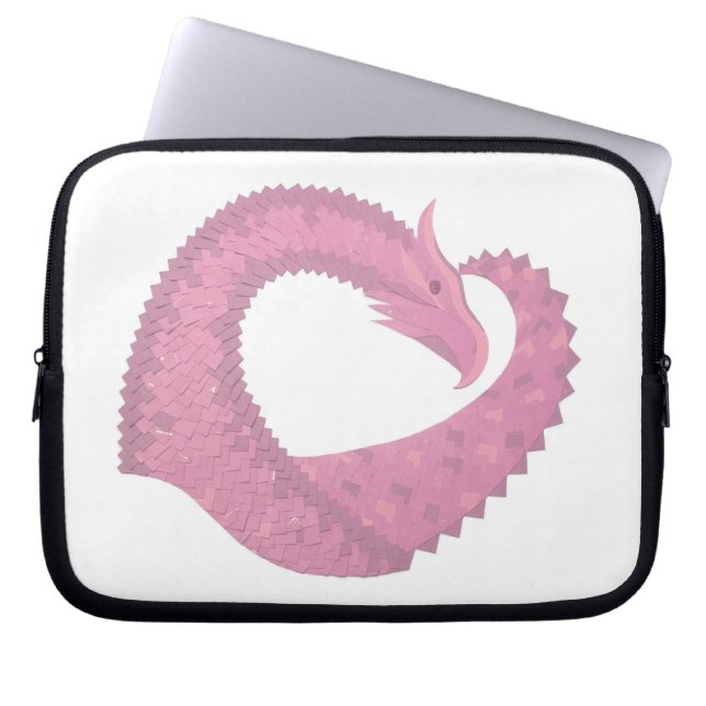 Roze hartdraak op wit laptop sleeve (Voorkant)