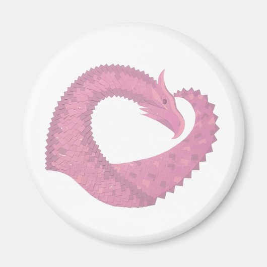 Roze hartdraak op wit magneet (Voorkant)