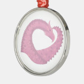 Roze hartdraak op wit metalen ornament (Links)