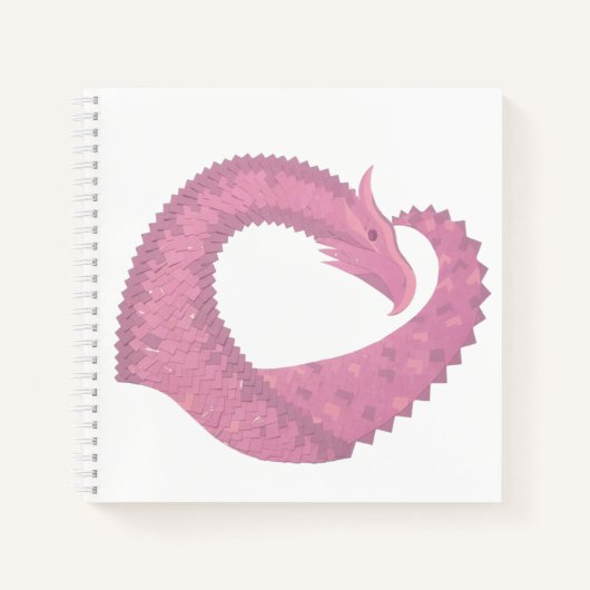 Roze hartdraak op wit notitieboek (Voorkant)