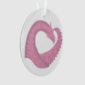 Roze hartdraak op wit ornament (voorkant)