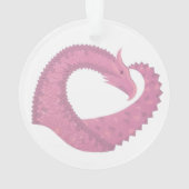 Roze hartdraak op wit ornament (achterkant)