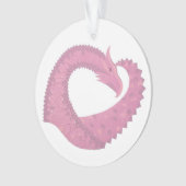 Roze hartdraak op wit ornament (voorkant)