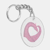 Roze hartdraak op wit sleutelhanger (Voorkant Links)