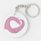 Roze hartdraak op wit sleutelhanger (Achterkant)