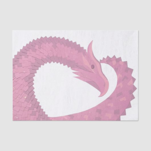 Roze hartdraak op wit tissuepapier (Voorkant)