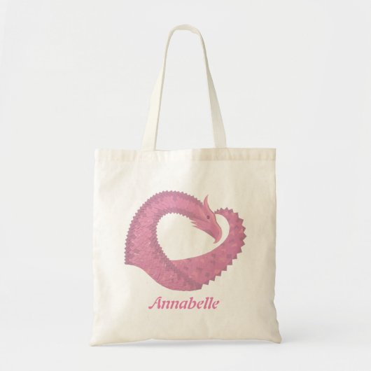 Roze hartdraak op wit tote bag (Voorkant)
