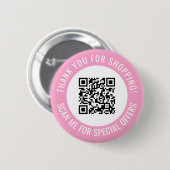 Roze Hartelijk dank en Scannen me Promotie QR-code Ronde Button 5,7 Cm (Voorkant /achterkant)