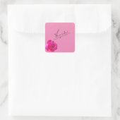 Roze Hartelijk dank Sticker vierkant (Tas)