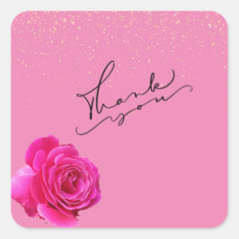 Roze Hartelijk dank Sticker vierkant