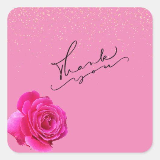 Roze Hartelijk dank Sticker vierkant (Voorkant)