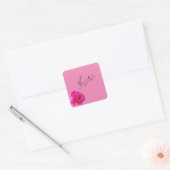 Roze Hartelijk dank Sticker vierkant (Envelop)