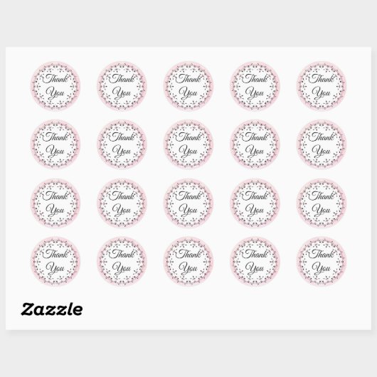 Roze Hartelijk dank Stickers (Vel)