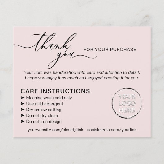 Roze Hartelijk dank voor advies wasinstructies Flyer (Voorkant)