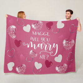 Roze harten Aangepast huwelijksvoorstel Fleece Deken