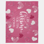 Roze harten Aangepast huwelijksvoorstel Fleece Deken (Voorkant)
