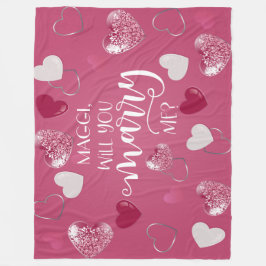 Roze harten Aangepast huwelijksvoorstel Fleece Deken