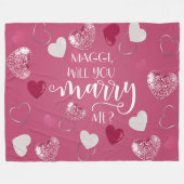 Roze harten Aangepast huwelijksvoorstel Fleece Deken (Voorkant (Horizontaal))